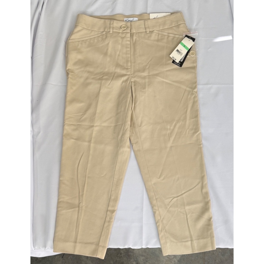 Kim Rogers Womens Birch Beige Tummy Control Cropped Capri Pants Size 8 NWT